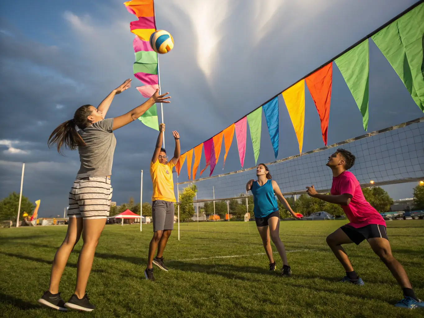A photograph capturing a recreational sporting activity organized by ASVBD MUSCULATION, highlighting community engagement and fun.